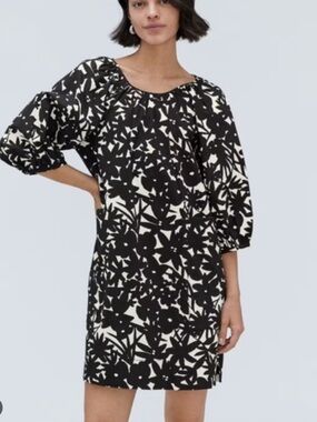 Everlane The Seersucker Puff Sleeve Dress sz medium